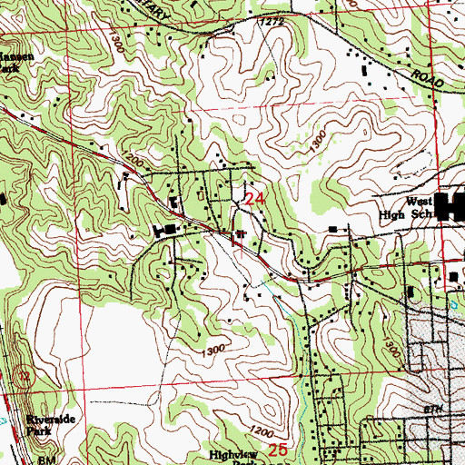 Topographic Map of Sioux City Fire Rescue Department Station Number 8, IA