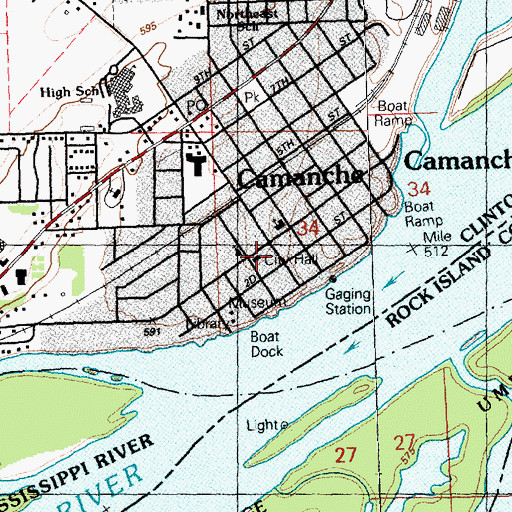 Topographic Map of Camanche Fire Department Station 2, IA
