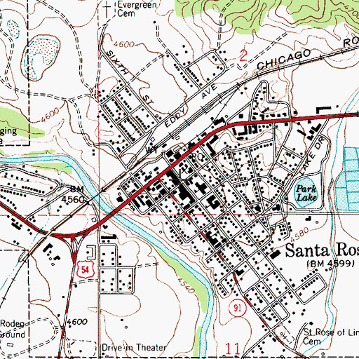 Topographic Map of Luna Community College, NM