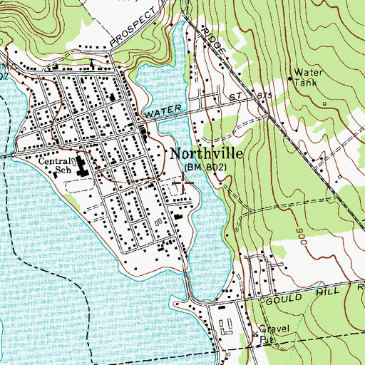 Topographic Map of Northville Main Street Cemetery, NY