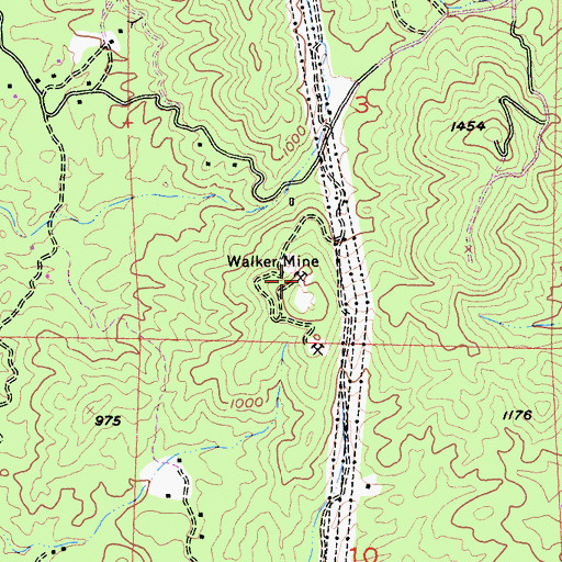 Topographic Map of Walker Mine, CA