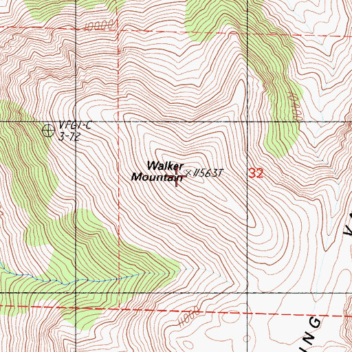 Topographic Map of Walker Mountain, CA