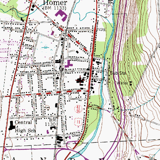 Topographic Map of Homer Academy And Union School, NY