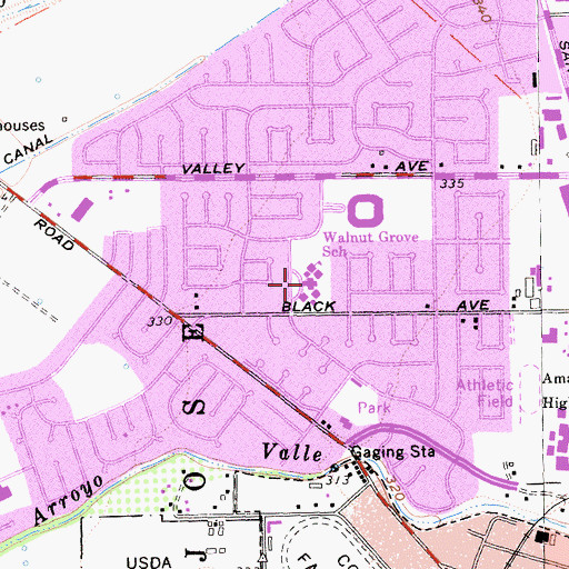 Topographic Map of Walnut Grove Elementary School, CA