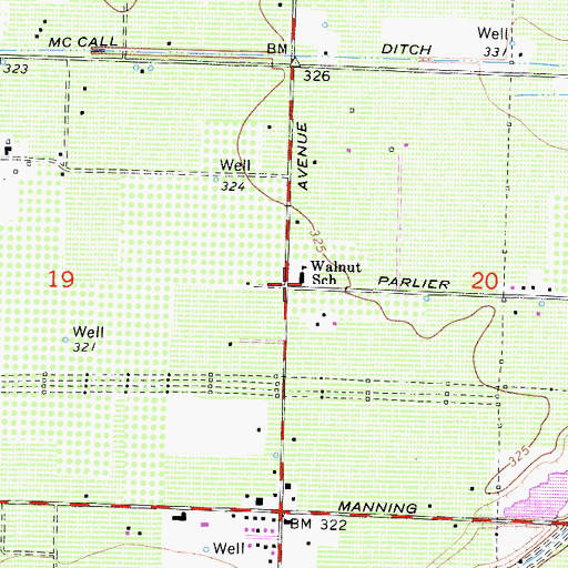 Topographic Map of Walnut School, CA