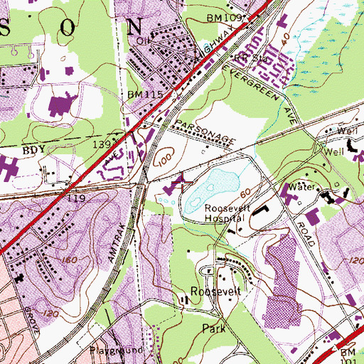 Topographic Map of Lakeview School, NJ