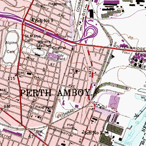 Topographic Map of Perth Amboy Catholic Middle School, NJ