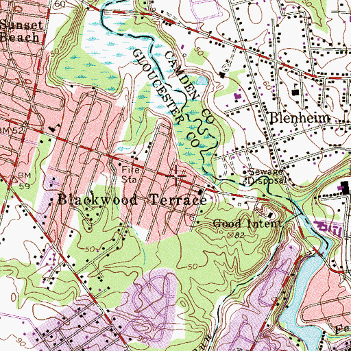 Topographic Map of Bethany Baptist Christian School, NJ