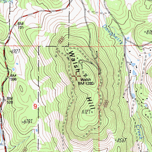 Topographic Map of Walsh Hill, CA