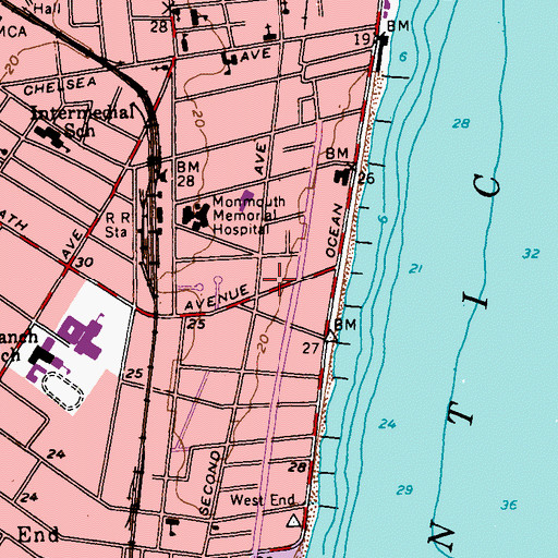 Topographic Map of Seashore School, NJ