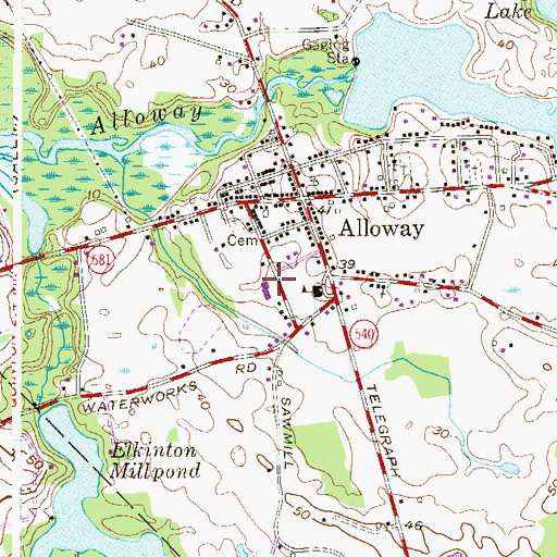 Topographic Map of Alloway Township School, NJ