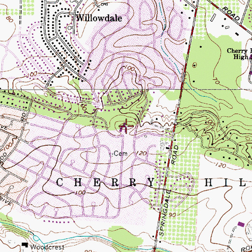 Topographic Map of Bret Harte Elementary School, NJ