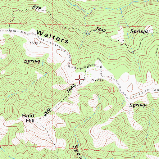 Topographic Map of Walters Ridge, CA