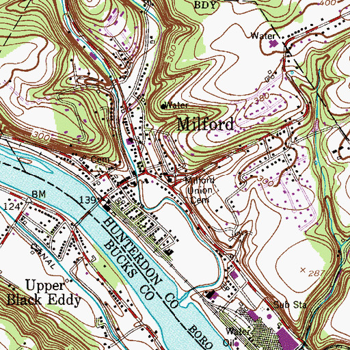 Topographic Map of Milford Elementary School, NJ
