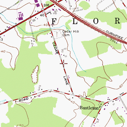Topographic Map of Florence Township Memorial High School, NJ
