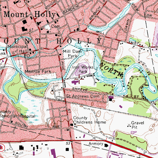 Topographic Map of John Brainerd Elementary School, NJ