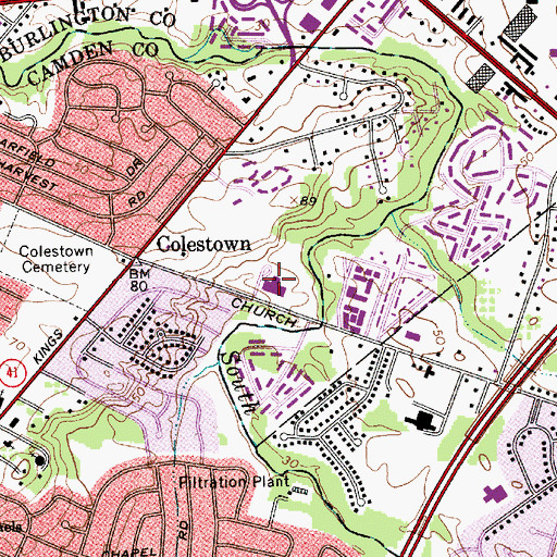 Topographic Map of Thomas Paine Elementary School, NJ