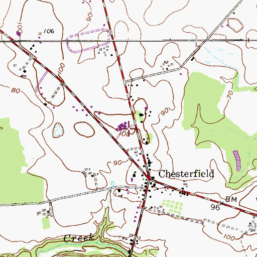 Topographic Map of Chesterfield Elementary School, NJ