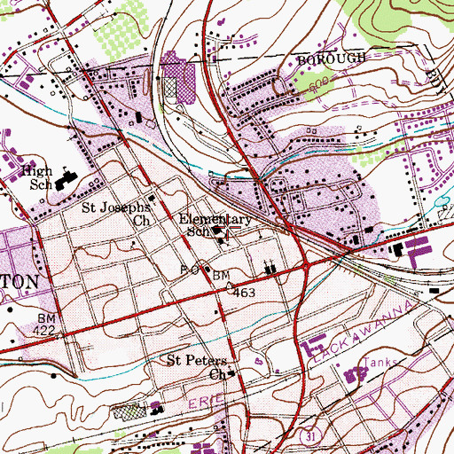 Topographic Map of Taylor Street Elementary School, NJ