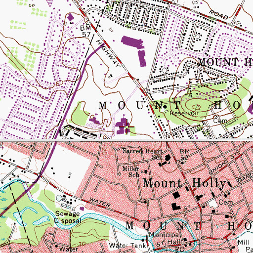 Topographic Map of F W Holbein Middle School, NJ