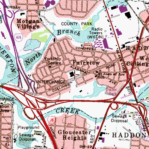 Topographic Map of Yorkship Elementary School, NJ