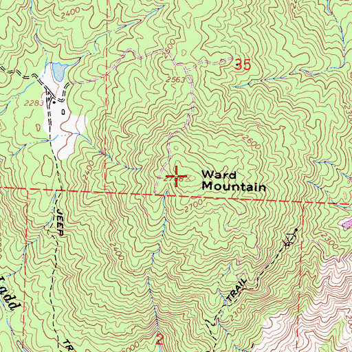 Topographic Map of Ward Mountain, CA