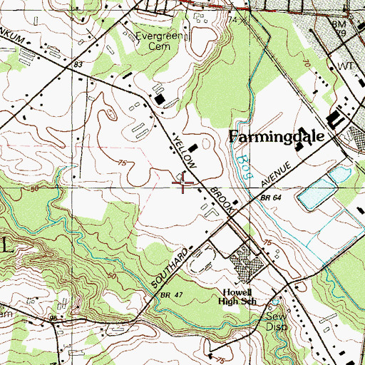 Topographic Map of Howell Township Middle School North, NJ