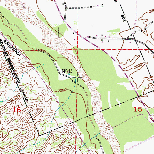 Topographic Map of Javelina Wash, AZ