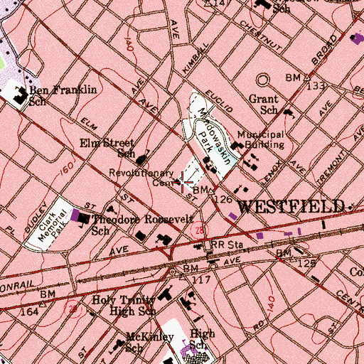 Topographic Map of Westfield YMCA Childrens Center School, NJ