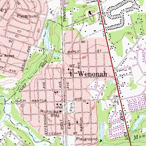 Topographic Map of Wenonah Elementary School, NJ