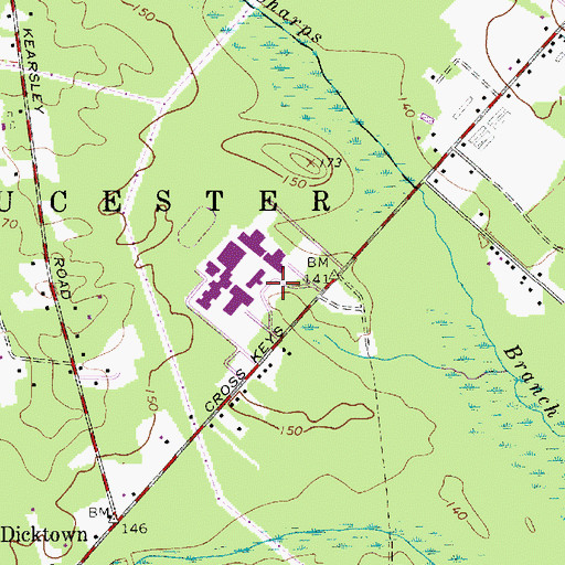 Topographic Map of Camden County Technical Vocational School, NJ