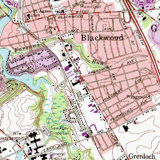 Topographic Map of Saint Jude Regional School, NJ