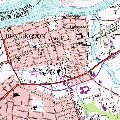 Topographic Map of All Saints School, NJ