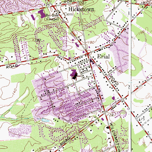 Topographic Map of Erial Elementary School, NJ