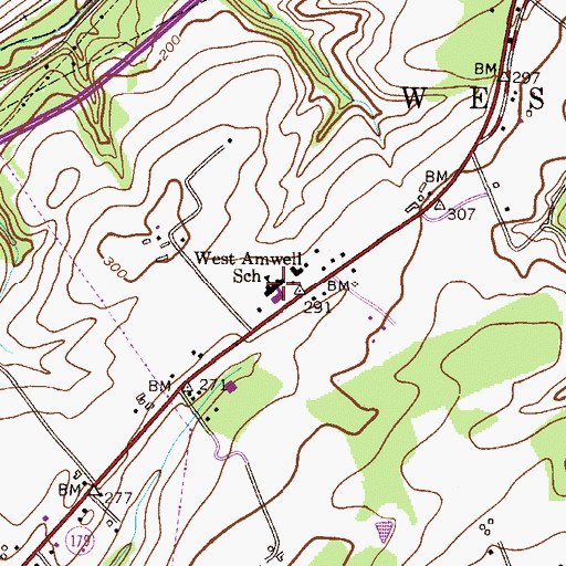 Topographic Map of West Amwell Township Elementary School, NJ