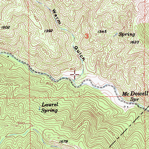 Topographic Map of Warm Gulch, CA
