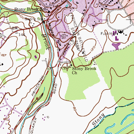 Topographic Map of Princeton Friends School, NJ
