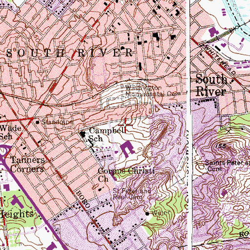 Topographic Map of South River Elementary School, NJ