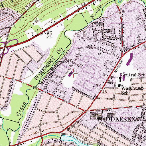 Topographic Map of Hazelwood Elementary School, NJ