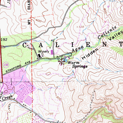 Topographic Map of Warm Springs, CA