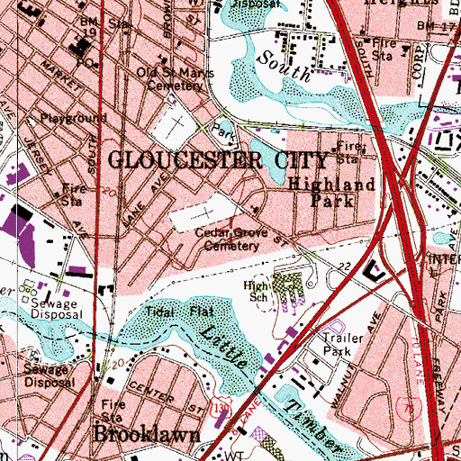 Topographic Map of Cold Springs Elementary School, NJ