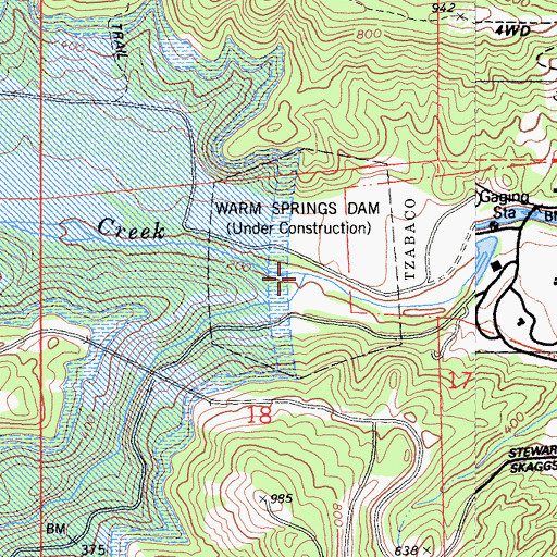 Topographic Map of Warm Springs Creek, CA