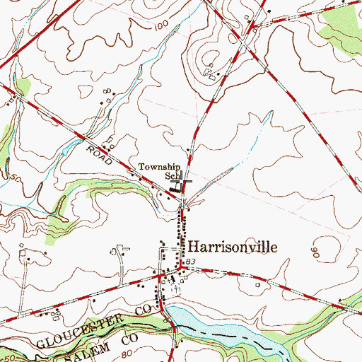 Topographic Map of South Harrison Township Elementary School, NJ