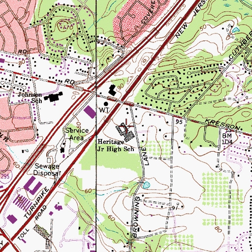 Topographic Map of Rosa International Middle School, NJ