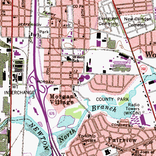 Topographic Map of The Creative Arts Morgan Village Academy, NJ