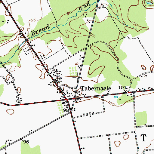 Topographic Map of Tabernacle Elementary School, NJ