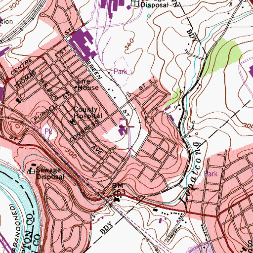 Topographic Map of Green Street Elementary School, NJ
