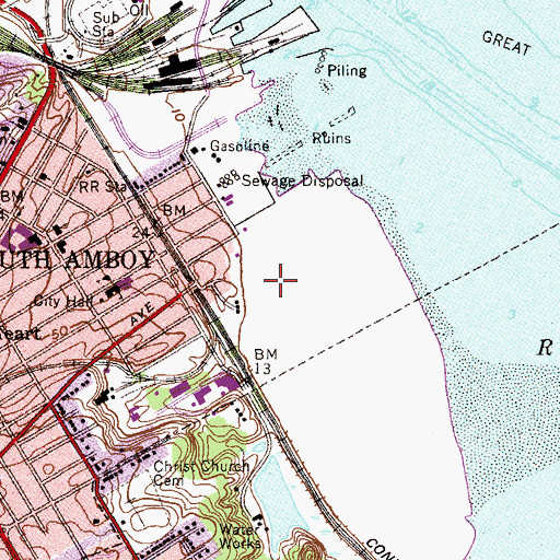 Topographic Map of South Amboy Middle High School, NJ