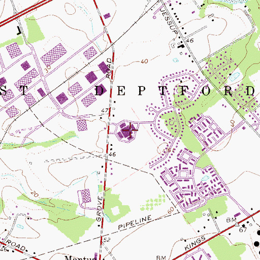 Topographic Map of West Deptford Middle School, NJ