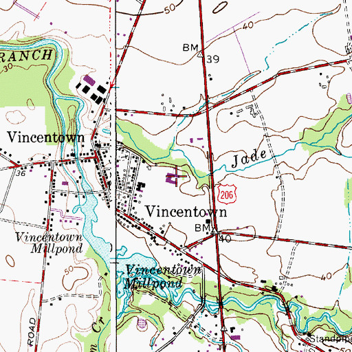 Topographic Map of Southampton Township School Number 2, NJ